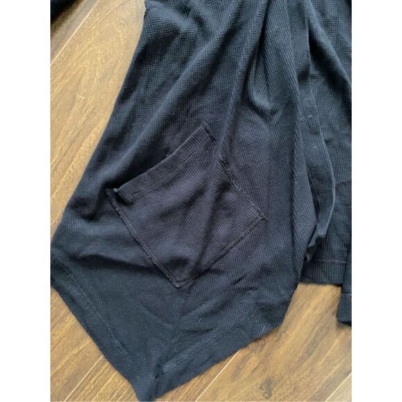 Splendid S Black Waffle Knit Thermal Hooded Cardigan - Picture 7 of 8